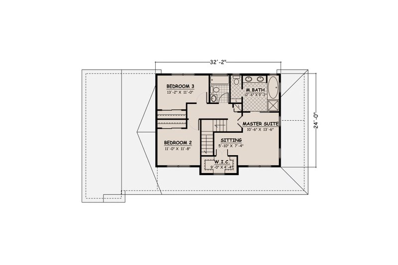 Home Plan - Floor Plan - Upper Floor for Farmhouse House Plan #1082-3 - 4 bed, 3 bath