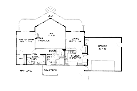 Floor Plan - Main Floor for Modern House Plan #117-222 - 3 bed, 2 bath
