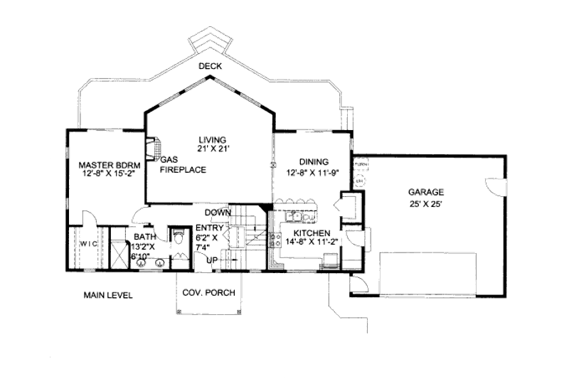 Dream House Plan - Floor Plan - Main Floor for Modern House Plan #117-222 - 3 bed, 2 bath