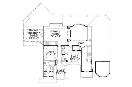Floor Plan - Upper Floor for European House Plan #411-210 - 5 bed, 3 bath