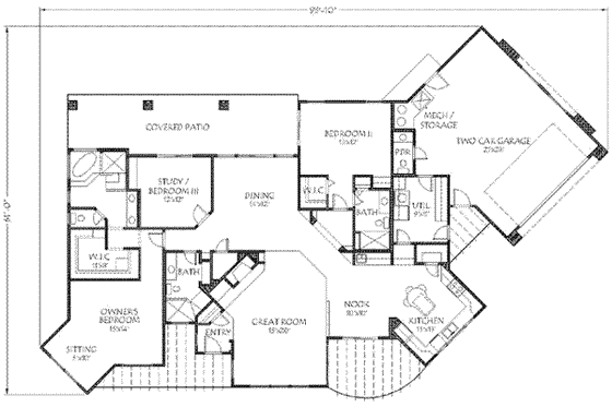 Floor Plan - Main Floor for Adobe / Southwestern House Plan #24-214 - 3 bed, 3.5 bath