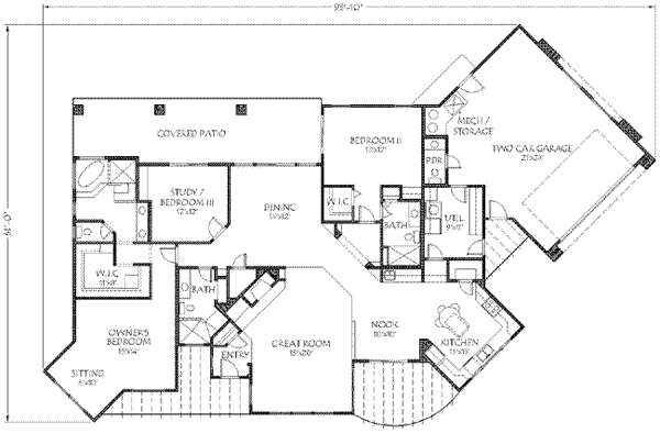 Adobe / Southwestern Floor Plan - Main Floor Plan #24-214