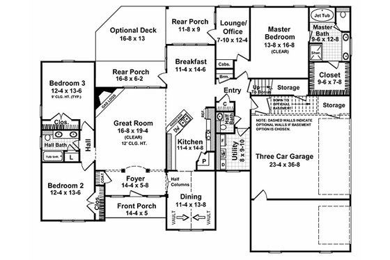 Floor Plan - Main Floor for Traditional House Plan #21-173 - 3 bed, 2.5 bath