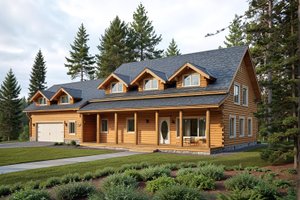 Log Exterior - Front Elevation Plan #117-108