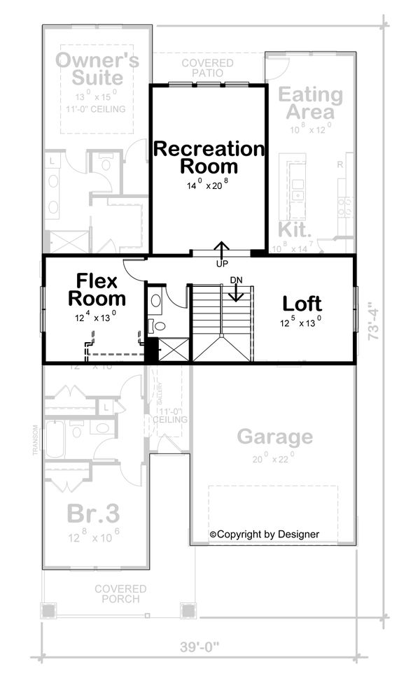 Architectural House Design - Craftsman Floor Plan - Upper Floor Plan #20-2431
