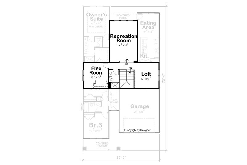 Architectural House Design - Floor Plan - Upper Floor for Craftsman House Plan #20-2431 - 3 bed, 3 bath