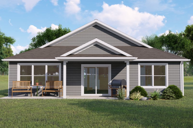 Dream House Plan - Exterior - Rear Elevation for Ranch House Plan #1064-166 - 2 bed, 2 bath