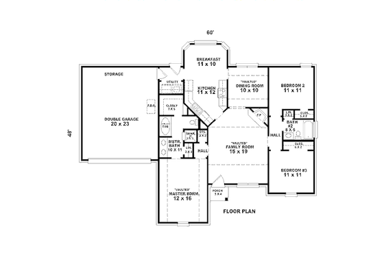 Floor Plan - Main Floor for Traditional House Plan #81-13819 - 3 bed, 2 bath