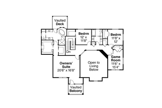 Floor Plan - Upper Floor for Craftsman House Plan #124-1000 - 3 bed, 4 bath