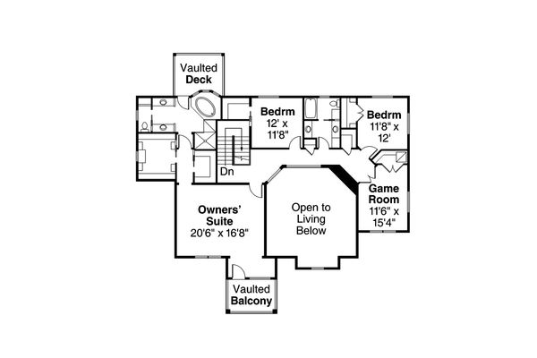 Craftsman Floor Plan - Upper Floor Plan #124-1000