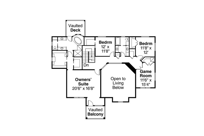 House Blueprint - Floor Plan - Upper Floor for Craftsman House Plan #124-1000 - 3 bed, 4 bath