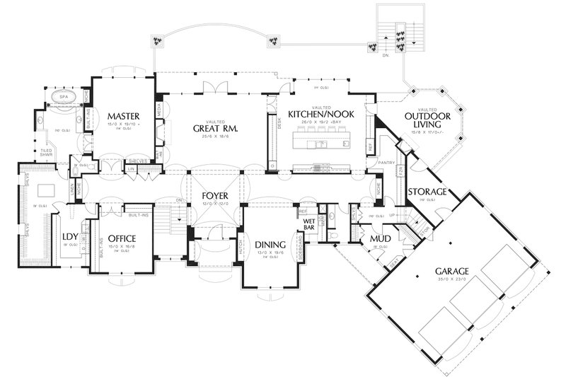 Home Plan - Floor Plan - Main Floor for European House Plan #48-362 - 5 bed, 5.5 bath