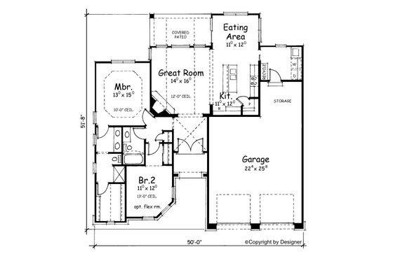 Floor Plan - Main Floor for European House Plan #20-1395 - 2 bed, 2 bath