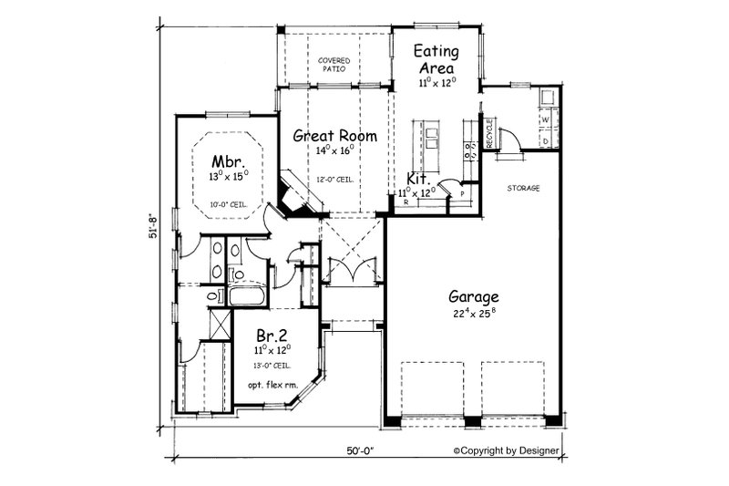 House Plan Design - Floor Plan - Main Floor for European House Plan #20-1395 - 2 bed, 2 bath
