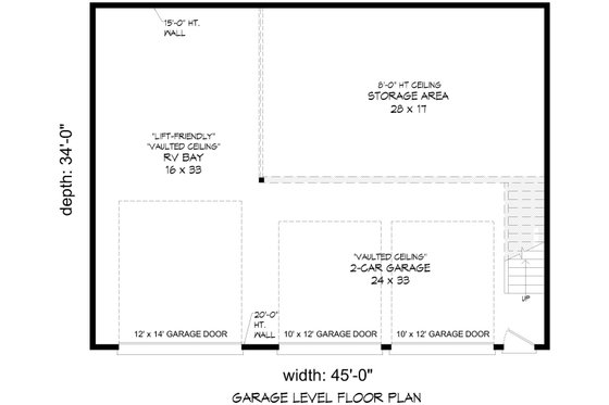 Floor Plan - Main Floor for Southern House Plan #932-1004 - 1 bed, 1 bath