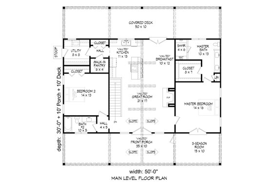 Floor Plan - Main Floor for Traditional House Plan #932-415 - 2 bed, 2 bath