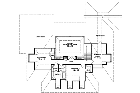 Floor Plan - Upper Floor for Colonial House Plan #81-632 - 3 bed, 3.5 bath