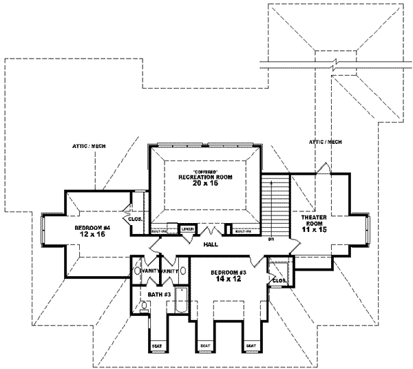 Colonial Floor Plan - Upper Floor Plan #81-632