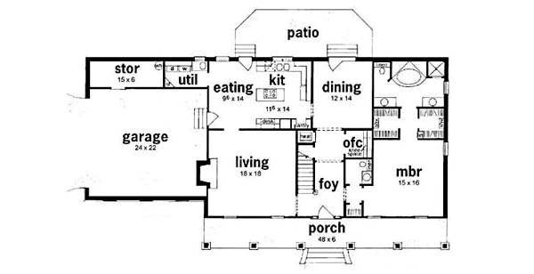 Dream House Plan - European Floor Plan - Main Floor Plan #36-204