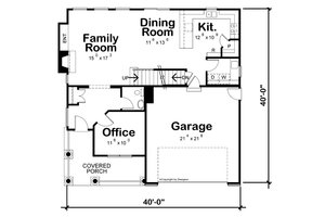 Floor Plan - Main Floor for Craftsman House Plan #20-2289 - 4 bed, 2.5 bath