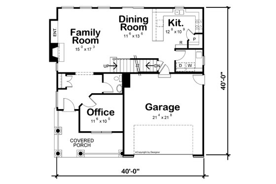 Floor Plan - Main Floor for Craftsman House Plan #20-2289 - 4 bed, 2.5 bath