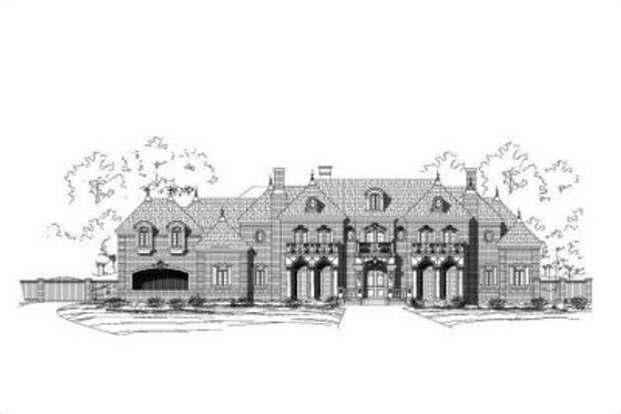 Exterior - Front Elevation for European House Plan #411-245 - 5 bed, 5 bath