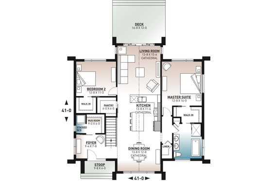 Floor Plan - Main Floor for Modern House Plan #23-2755 - 2 bed, 1 bath