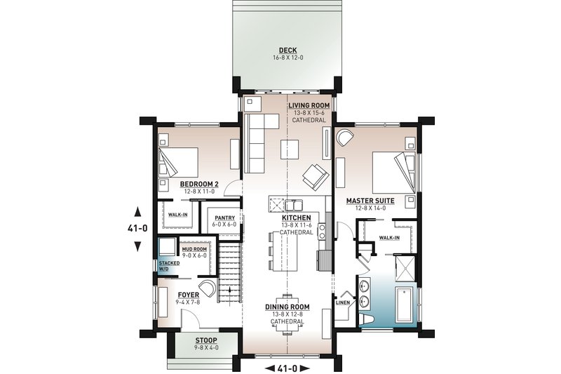 Dream House Plan - Floor Plan - Main Floor for Modern House Plan #23-2755 - 2 bed, 1 bath