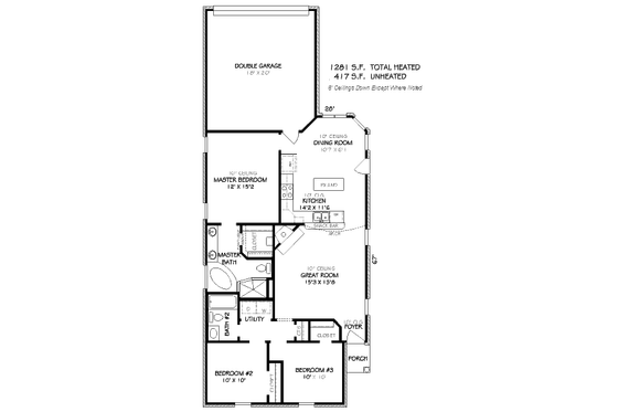 Floor Plan - Main Floor for Traditional House Plan #424-52 - 3 bed, 2 bath