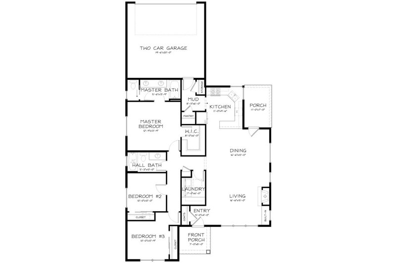 Dream House Plan - Floor Plan - Main Floor for Craftsman House Plan #895-15 - 3 bed, 2 bath