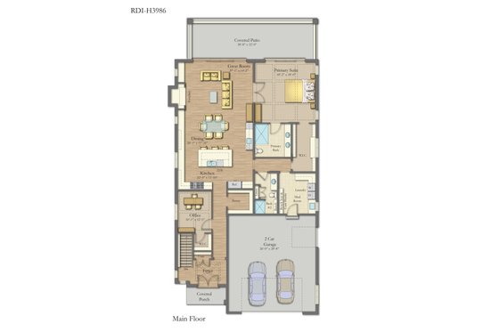 Floor Plan - Main Floor for Craftsman House Plan #1057-49 - 3 bed, 3 bath