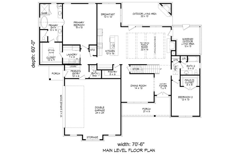Home Plan - Floor Plan - Main Floor for Farmhouse House Plan #932-1295 - 5 bed, 3.5 bath