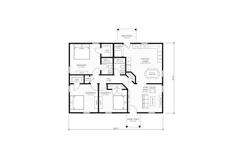 Dream House Plan - Floor Plan - Main Floor for Cottage House Plan #1094-10 - 3 bed, 2 bath