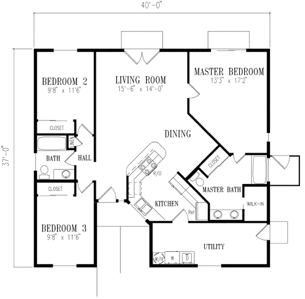 Adobe / Southwestern Style House Plan - 3 Beds 2 Baths 1340 Sq/Ft Plan ...