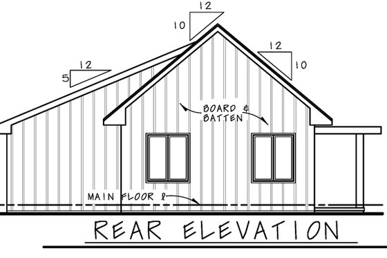 Exterior - Rear Elevation for Modern House Plan #20-2562 - 2 bed, 1 bath