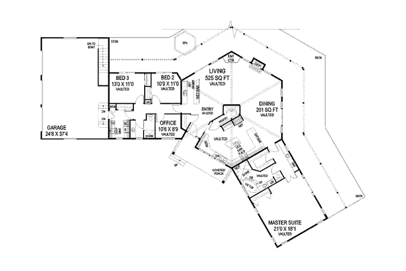 Home Plan - Floor Plan - Main Floor for Modern House Plan #60-652 - 3 bed, 2 bath