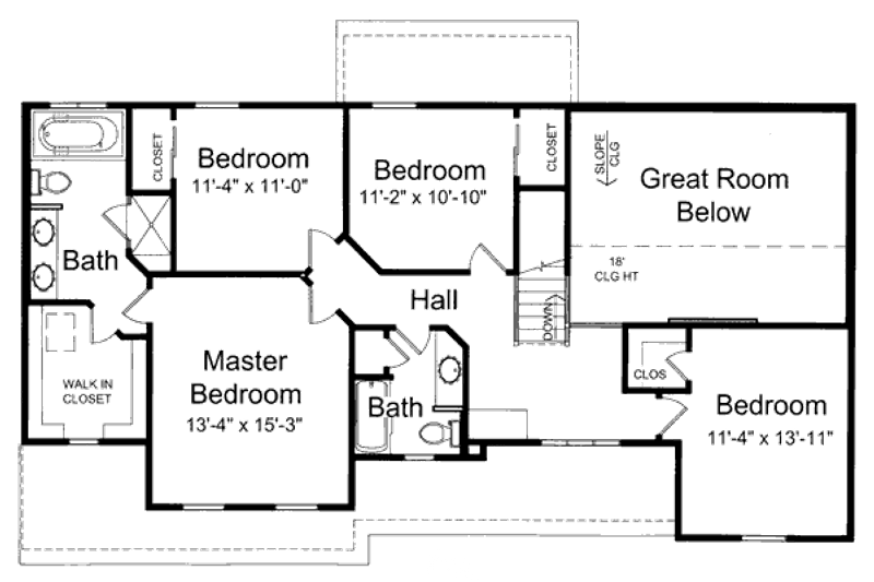 Home Plan - Floor Plan - Upper Floor for Traditional House Plan #46-417 - 4 bed, 2.5 bath