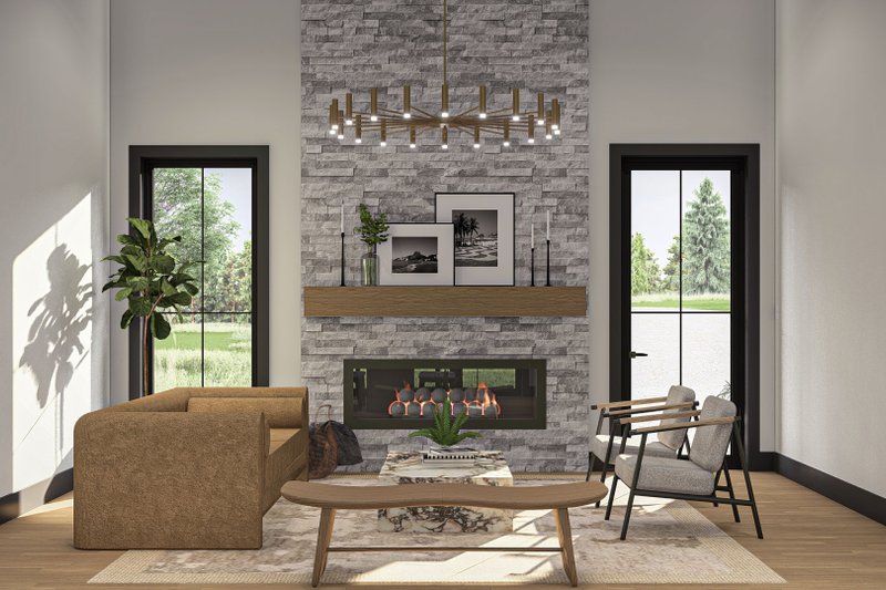 House Blueprint - Interior - Family Room 1 for Modern House Plan #455-470 - 3 bed, 2.5 bath