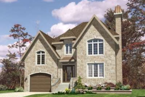 Exterior - Front Elevation for European House Plan #138-112 - 3 bed, 1.5 bath