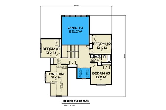 Floor Plan - Upper Floor for Farmhouse House Plan #1070-168 - 4 bed, 2 bath