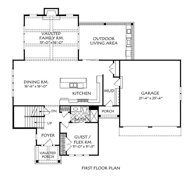 Traditional Floor Plan - Main Floor Plan #927-1005