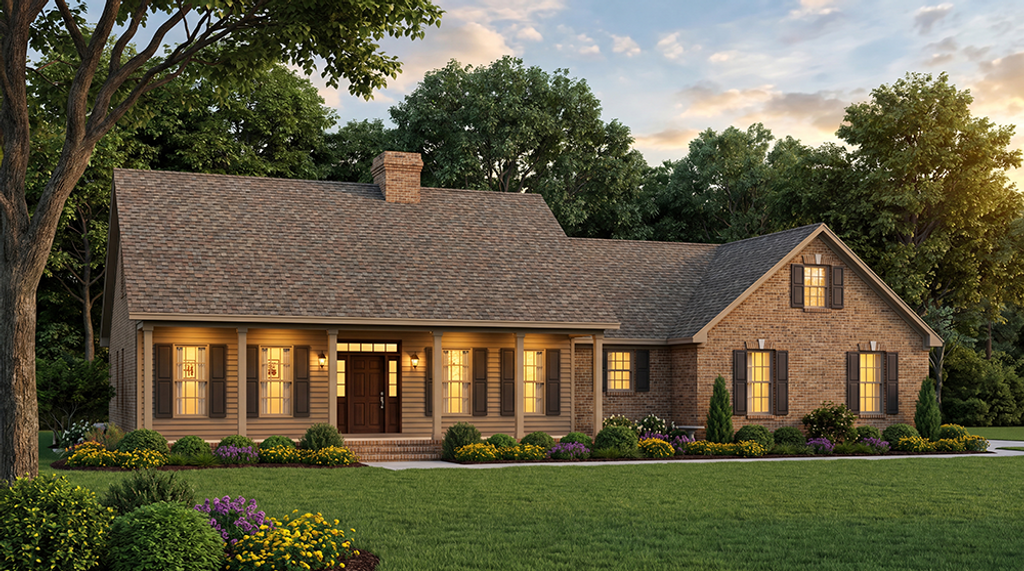 Exterior - Front Elevation 2 for Country House Plan #406-139 - 3 bed, 2.5 bath