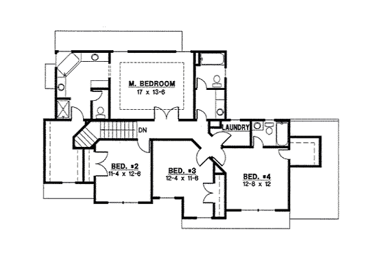 Floor Plan - Upper Floor for Traditional House Plan #67-784 - 4 bed, 3 bath