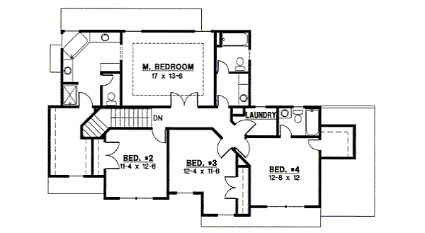 Floor Plan - Upper Floor for Traditional House Plan #67-784 - 4 bed, 3 bath