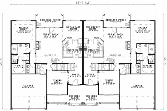 Floor Plan - Main Floor for Traditional House Plan #17-2157 - 4 bed, 2.5 bath