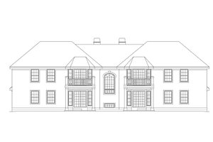 Exterior - Rear Elevation for European House Plan #57-144 - 3 bed, 2 bath