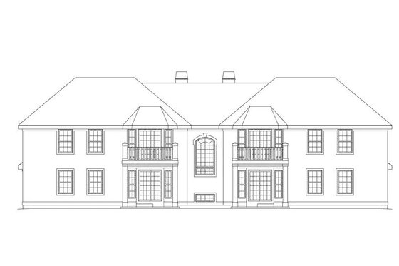 Exterior - Rear Elevation for European House Plan #57-144 - 3 bed, 2 bath