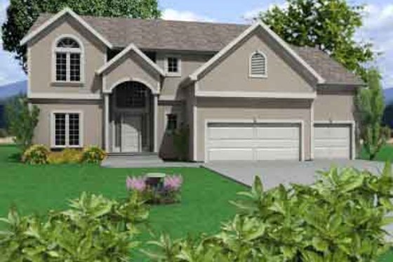 Exterior - Front Elevation for European House Plan #6-217 - 4 bed, 3.5 bath
