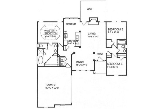 Floor Plan - Main Floor for European House Plan #129-138 - 3 bed, 2 bath
