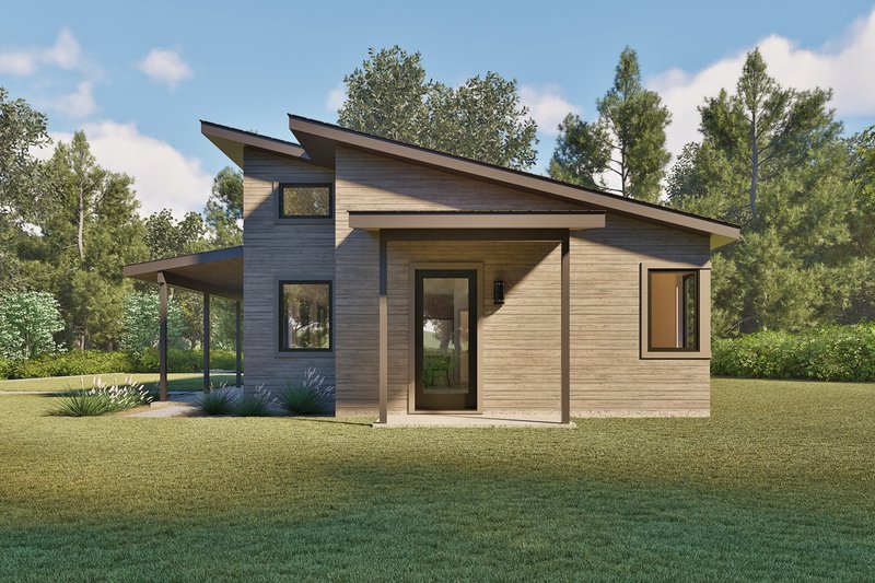 Architectural House Design - Exterior - Front Elevation 3 for Modern House Plan #1105-14 - 2 bed, 1 bath